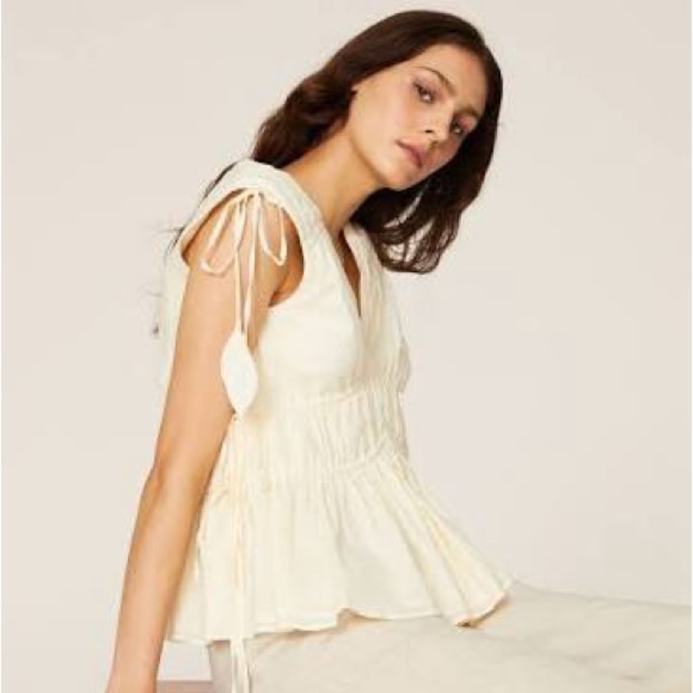 NEW Tory Burch Ivory Sleeveless Smocked Peplum Top, Size 10